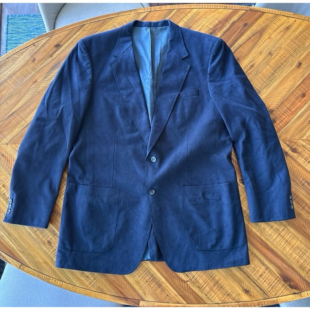 Halston Navy Blue Suede Blazer Sports Coat size 46R